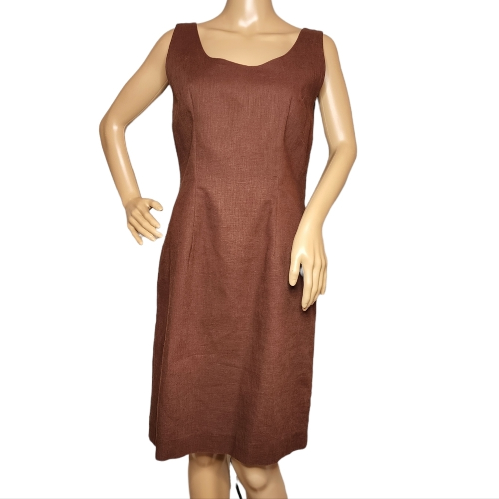 Styleworks linen blend brown sleeveless dress. Size‎ 8.